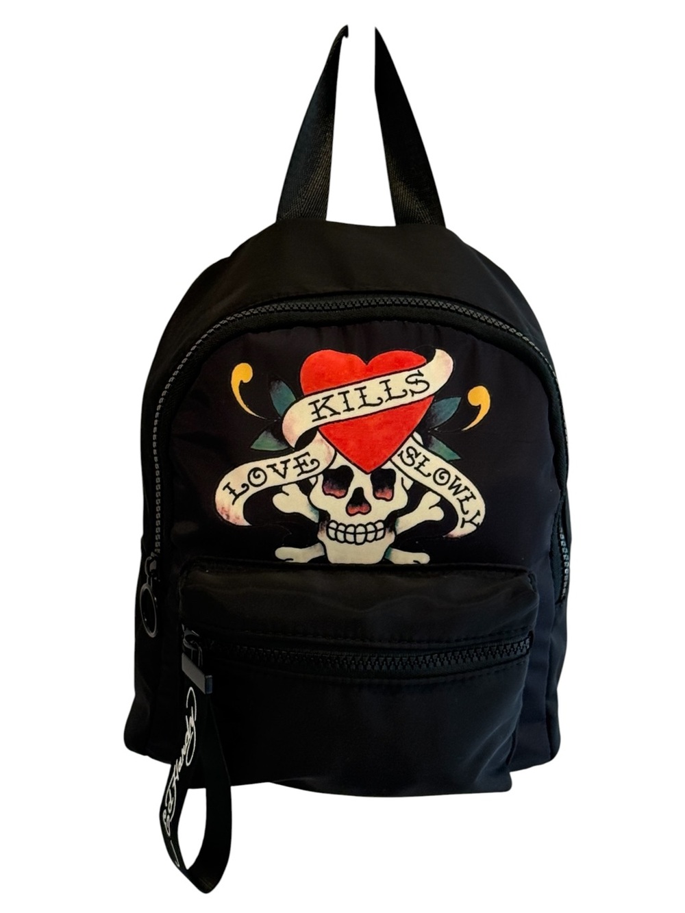 Ed Hardy Classic “Love Kills Slowly” Tattoo-inspired Skull Graphic Backpack